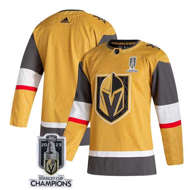 Mens Vegas Golden Knights Blank Gold 2023 Stanley Cup Champions Stitched Jersey